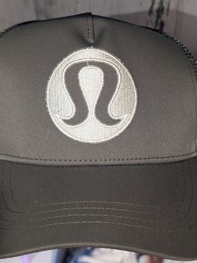 Lululemon Black Logo Trucker Hat Olive Color